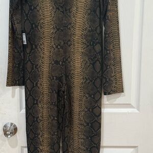Norma Kamali Brown Snake Print Jumpsuit